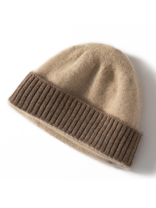 100% Cashmere Beanie With Contrast Colors
